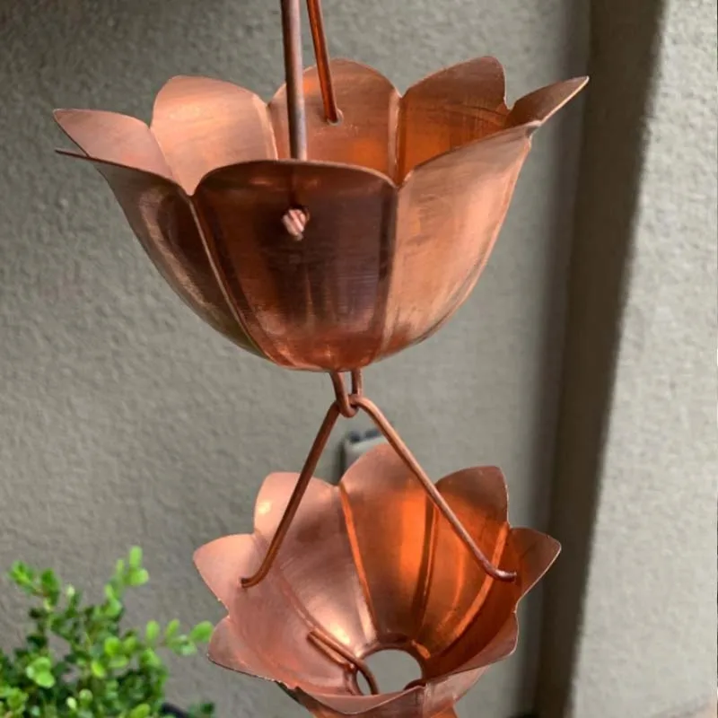 2.60m Copper Lotus Rain Bell Drainage Chain Water diversion chain