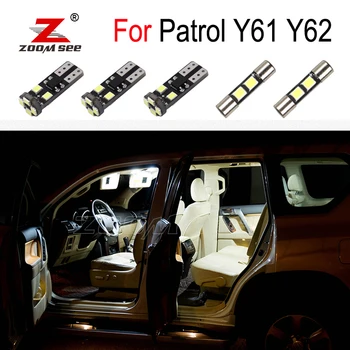 

Perfect White Canbus LED bulb interior + customized sun visor light + license plate lamp For Nissan Patrol Y61 Y62 2000-2019