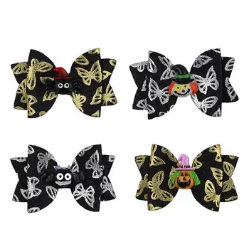 

4Pcs Halloween Bow-knot Hairpins Adorable Eye-catching Headwear for Party