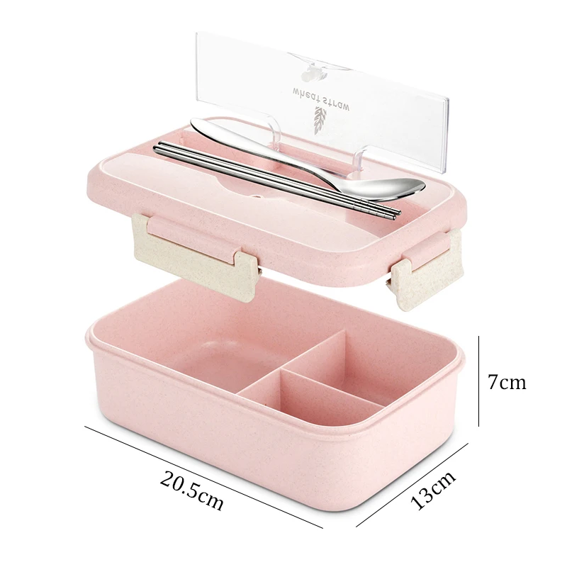 TUUTH Microwave Lunch Box Wheat Straw Dinnerware Food Storage Container Children Kids School Office Portable Bento Box2