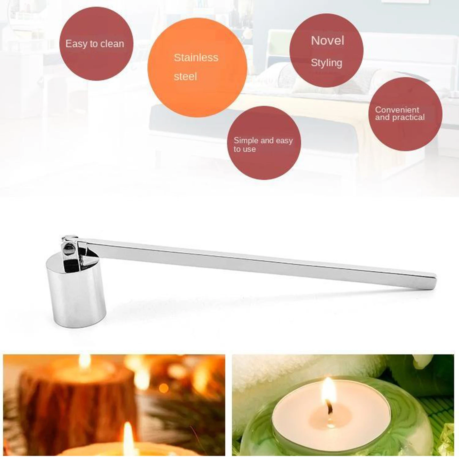 Candle Snuffer Polished Stainless Steel Candle Extinguisher Snuffer 19.3cm