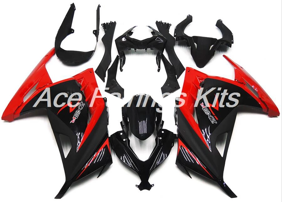ABS комплект обтекателей для Kawasaki Ninja300 EX300 300R 2013, 13, 14, 15, 16, 17, Обтекатели литья под давлением красного и черного цвета