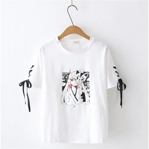 Neploe, летние топы, корейский стиль, Harajuku, футболка, короткий рукав, Женские повседневные футболки, японский принт, уличная одежда, готический, белый, черный, футболки - Цвет: white tee