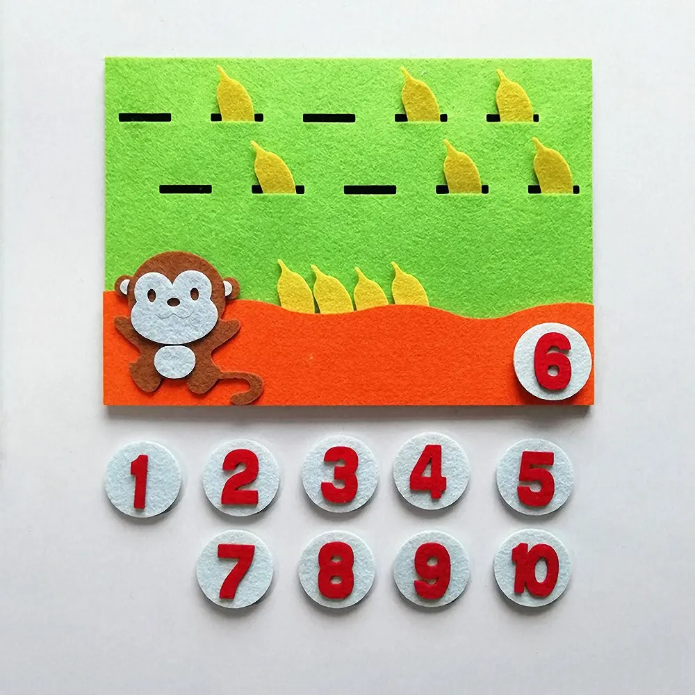 

1Pcs Cartoon Animal Digital Pairing Game Math Toys Children Early Learning Educational Non-woven Felt Material DIY Toy for Kids