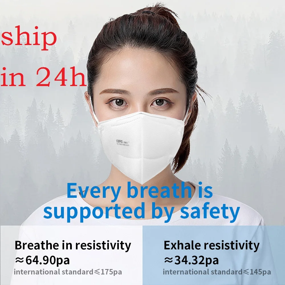 

100 pcs Mouth Mask KN95 Disposable Dust Mask Non-woven Protective Face Masks Particles Pollution 1pc/pack safer as KF94 FFP2