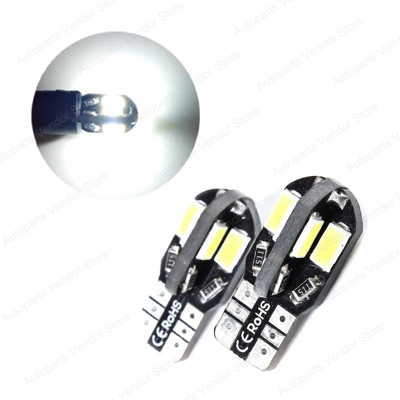 

10Pcs White T10 W5W 5630 8SMD LED Canbus Error Free Car Bulbs 168 194 2825 Clearance Lamps License Plate Reading Lights 12V