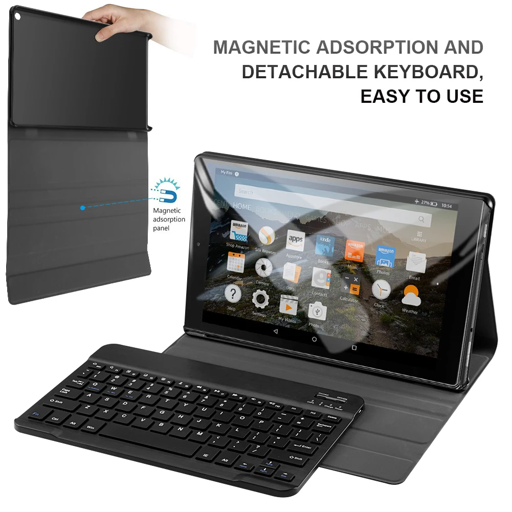 Для Kindle Fire HD 10 1 ”2015 2017 планшет Съемная Bluetooth клавиатура чехол Магнитная Адсорбция