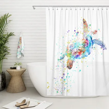

Shower Curtain Colorful Turtle Ocean Creature Bathroom Curtains Set with Hooks Rings Waterproof Polyester Mildew Resistant Bath