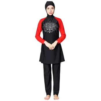 

DROZENO Muslim Swimwear Women Plus Size Beach Wear Patchwork Muslim Full Coverage Swimsuits Muslim Swimming Women