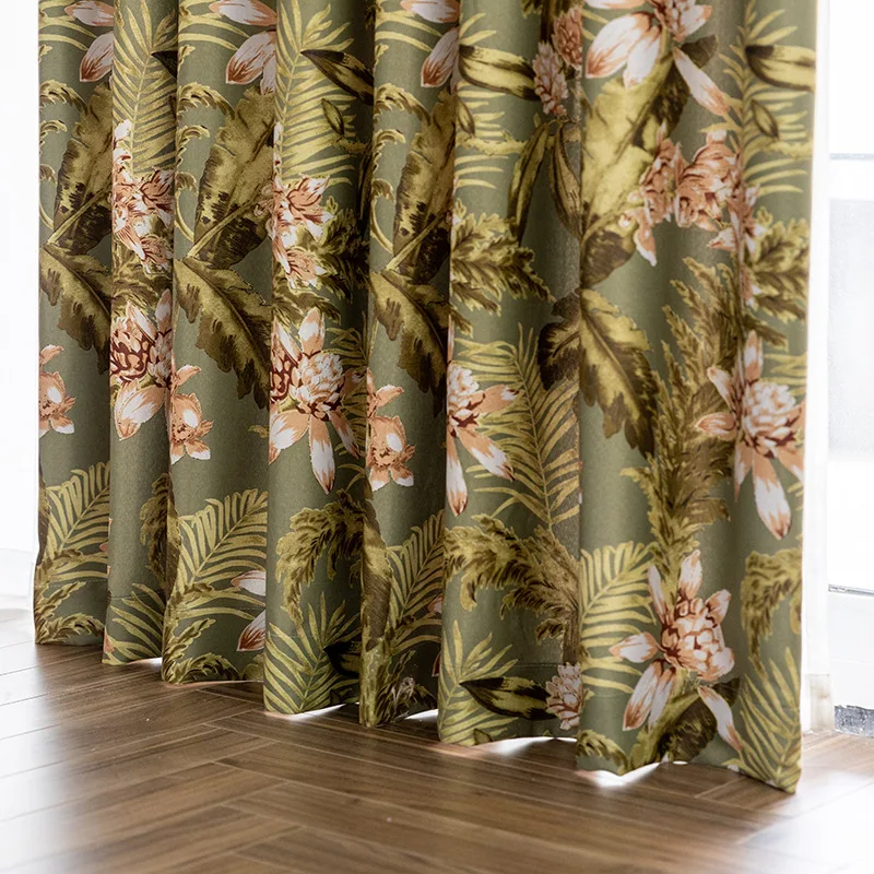 Американские пасторальные цветы шторы для гостиной современные светлые Печатные шторы для столовой высокие затененные окна - Цвет: Curtain