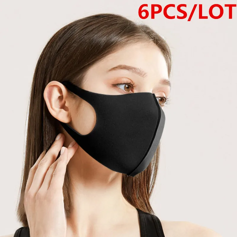 

6 PCS Washable Anti-Dust Mask Black Cycling Mouth Face Respirator Mask Anti Mouth-muffle Bacteria PM2.5/Dust Anti Bacterial Mask