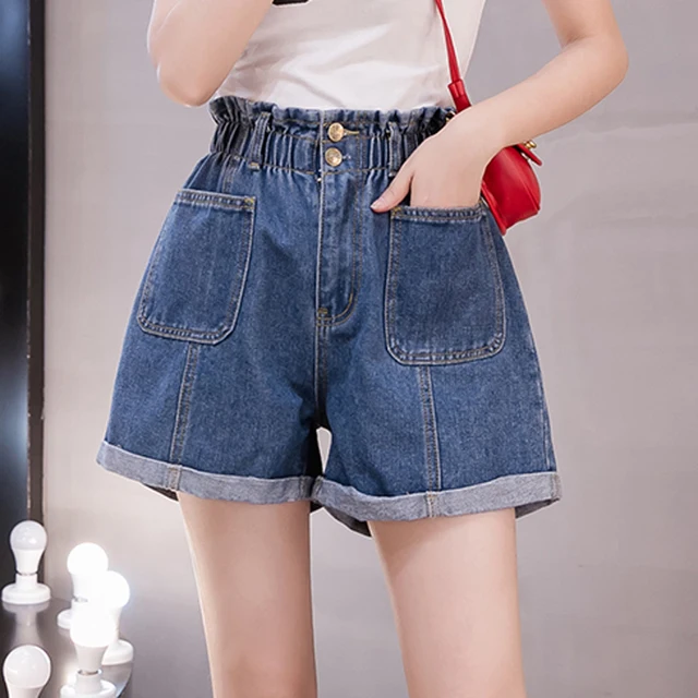 stretch waist denim shorts