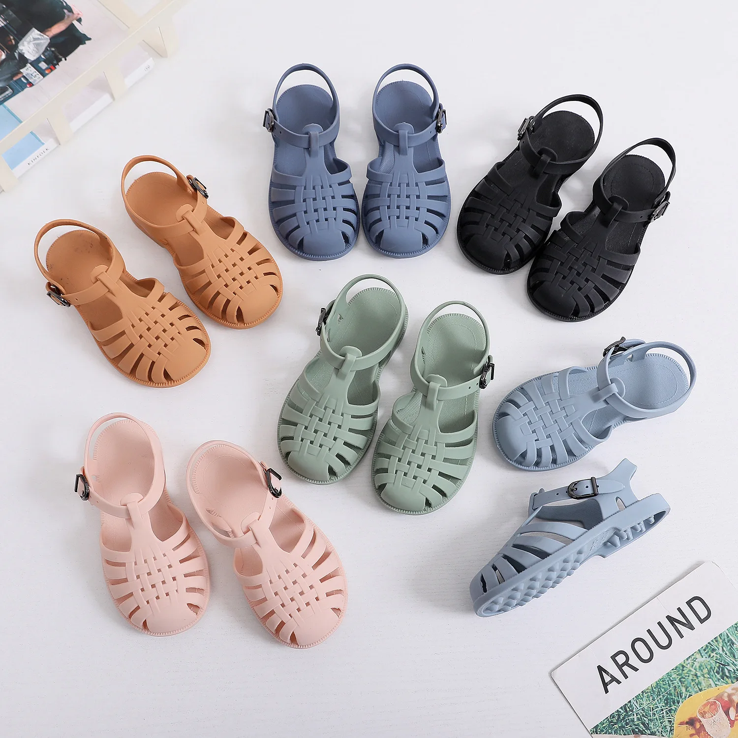 Summer Kids Girls Sandals Soft Non-slip Princess Shoes Baby Girls Boys Beach Flat Shoes Boys Casual Roman Slippers