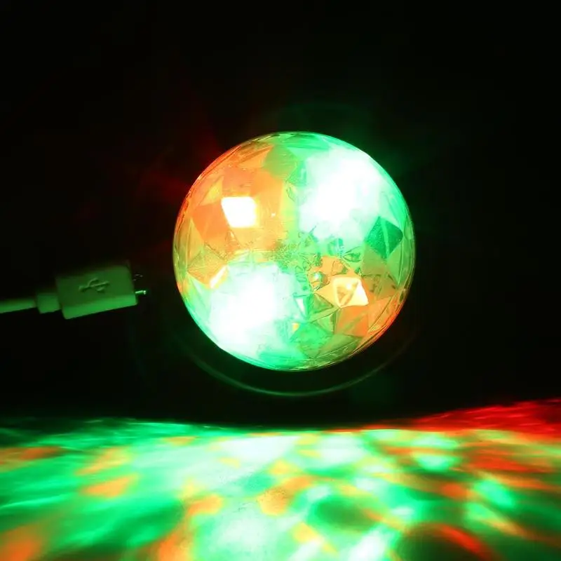 USB Перезаряжаемые волшебный шар миниатюрный светящиеся RGB светодиодный автомобиль DJ фара