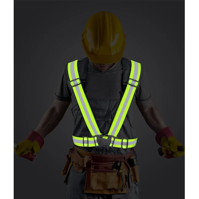 Adjustable Safety Security High Visibility Reflective Vest Gear Elastic Stripes Jacket for Night Running Cycling