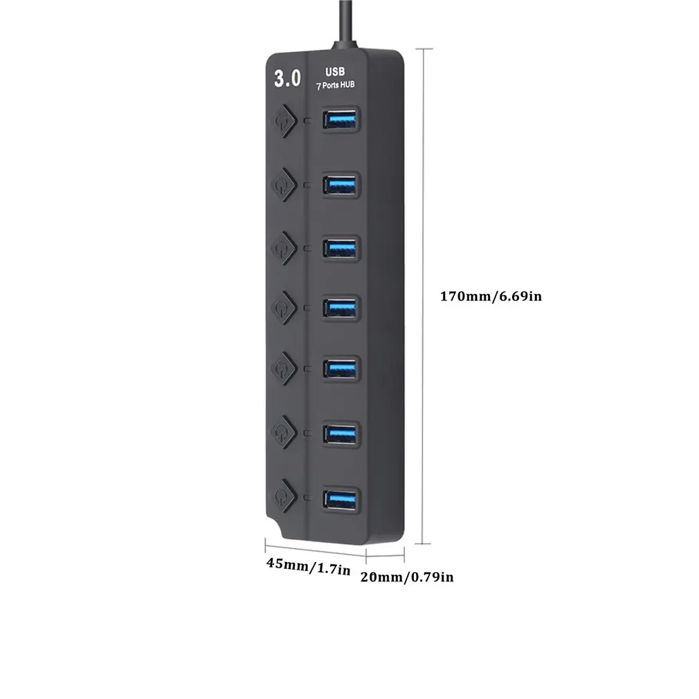 7 Порты и разъёмы USB концентратор USB3.0 концентратор разделитель на включение/выключение светодиодный индикатор-переключатель с ЕС/США Мощность адаптер для MacBook ноутбука ПК