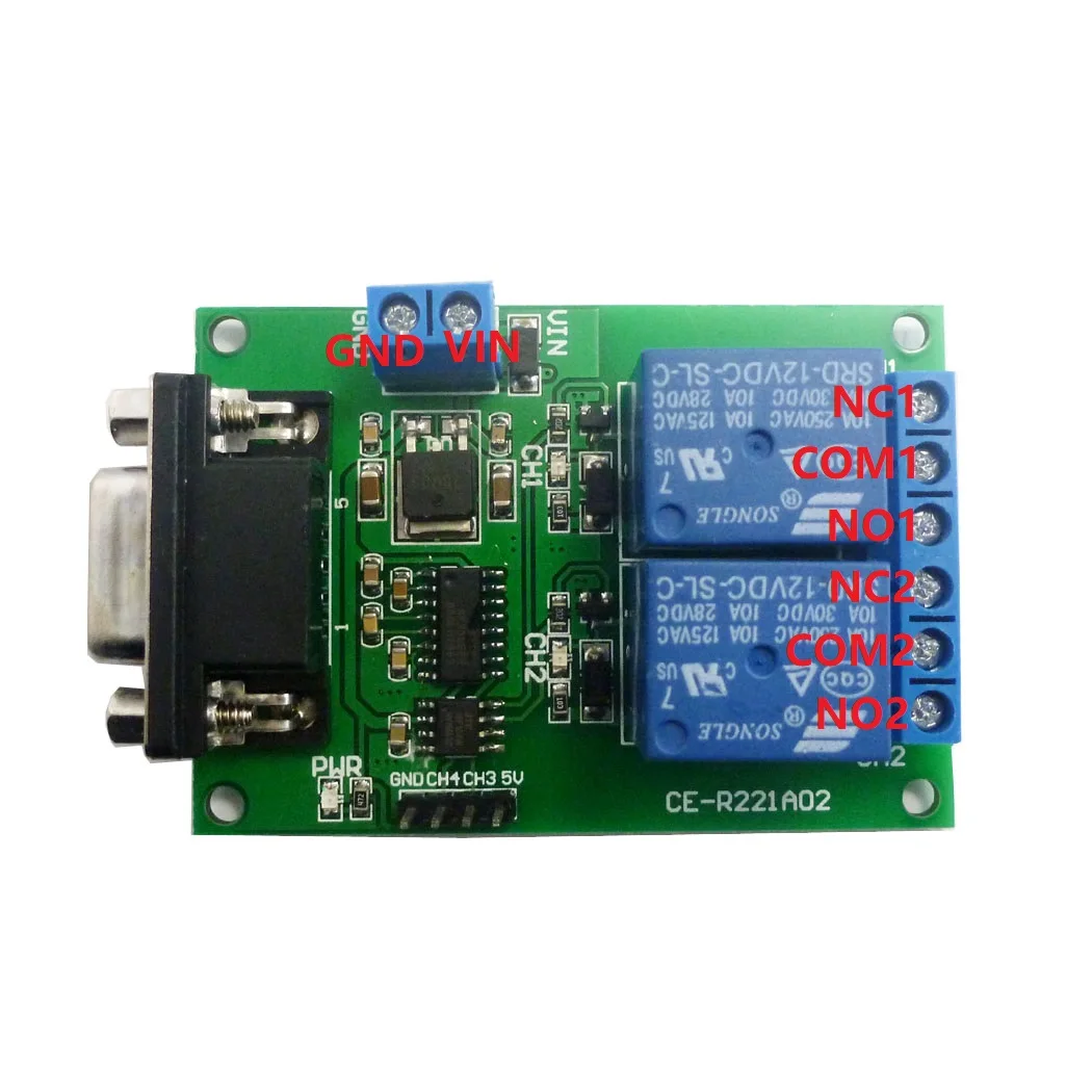 DB9 Женский/мужской RS232 UART Переключатель платы DC 12V 232 релейный модуль для PLC LED