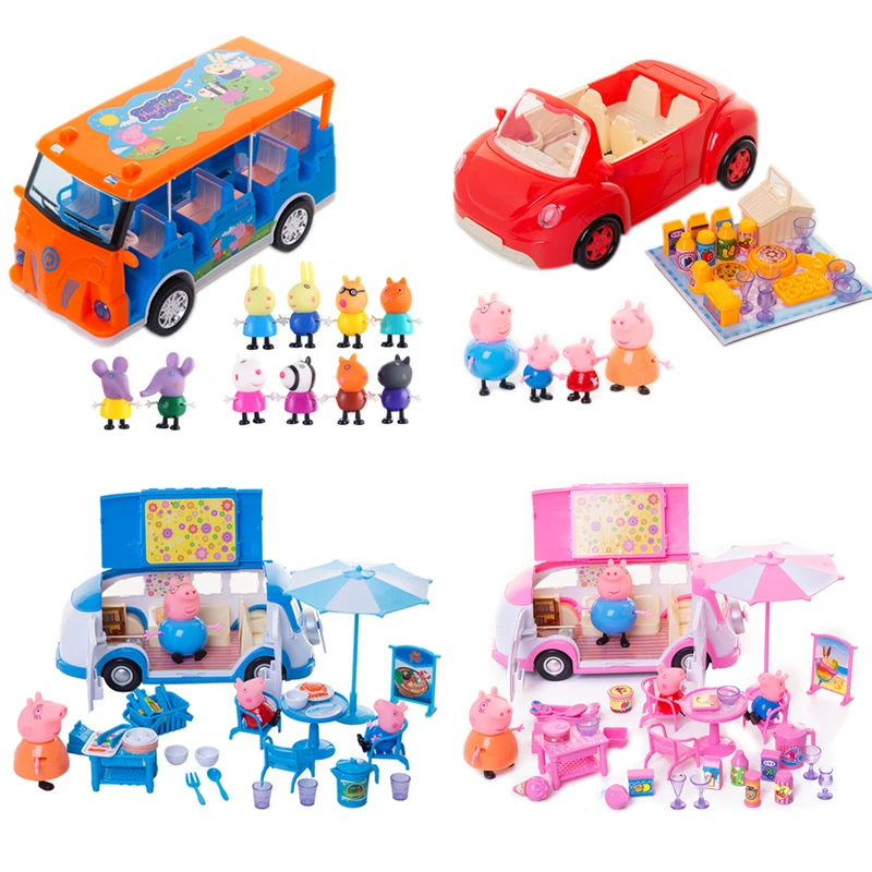 

Peppa pig George Toy Car Station Wagon Red Car Set Action Figure Toys for children Cartoon For children Peppa pig Birthday Gift
