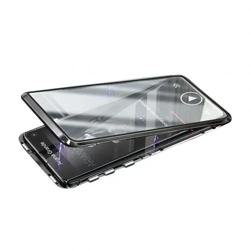 Black for Note10 Магнитный адсорбционный чехол для телефона, металлическая задняя магнитная рамка, прозрачный чехол из закаленного стекла для samsung Galaxy Note 10/10 Plus - Цвет: Black for Note10