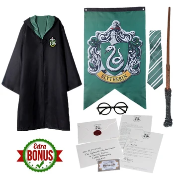 

Cosplay Costumes Potter Outfits Magic Robe Cape Suit Hogwart Acceptance Letter Uniform Kid Cloak Gryffindor Ravenclaw Halloween