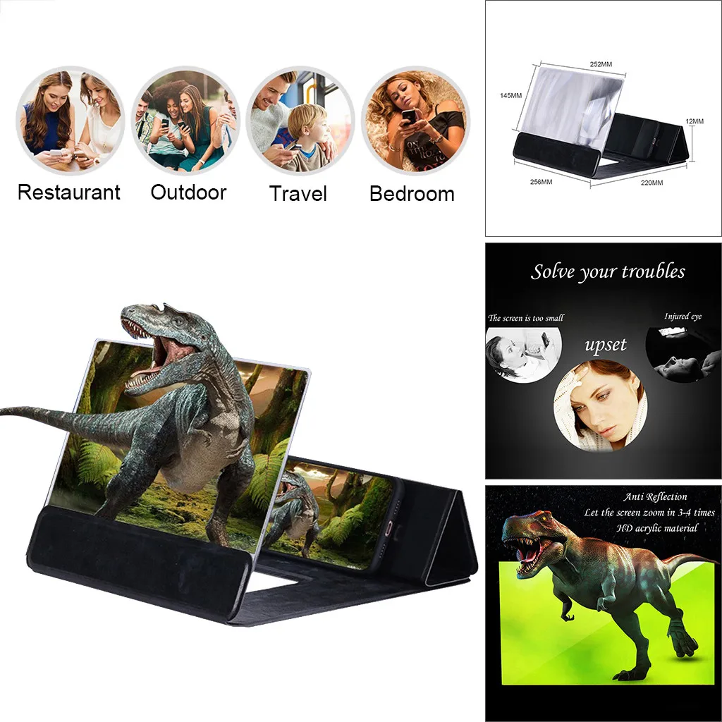 

3D Acrylic Screen Magnifier Stereoscopic Amplifying 12Inch Desktop Phone Bracket phone stand drop shopping 2019 Phone Holder#G20