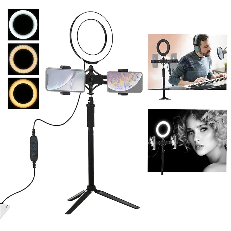 3 Modes 20LEDs Ring Light 4.7 Inch With Tripod Stand Cell Phone Holder USB LED Light Self-Timer makeup Light Lamparas 40AUG298