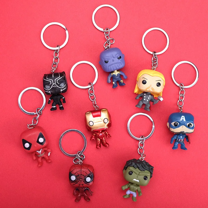 

2019 Marvel Superhero iron Spider-man thor Key chain Captain America Hulk Key Chains Men And Women Car Bags Pendant key Ring