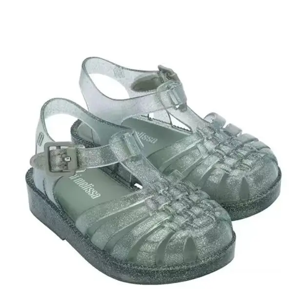 Mini Melissa 2021 Girl's Roma Jelly Sandals Princess Sparkle Fashion Jelly Shoes Kids Candy color Beach wear for Children HMI043 children's shoes for sale