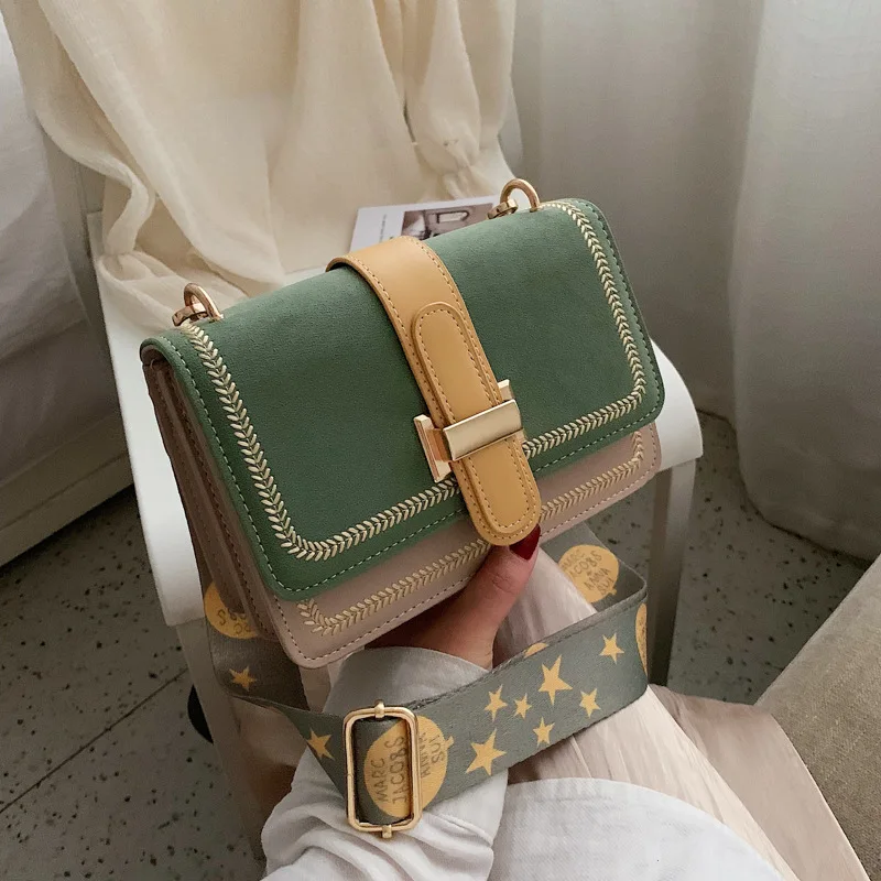 

JIULIN 2019 new Chaohan version 100 lap oblique satchel foreign gas wide shoulder belt single shoulder fashion square bag