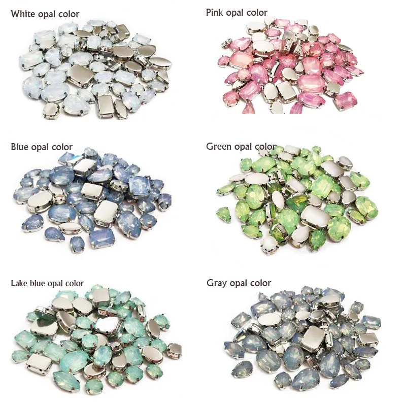 58pcs Super beauty mix size mix shape Green opal high quality resin rhinestones,sew on claw stones diy Clothing accessories