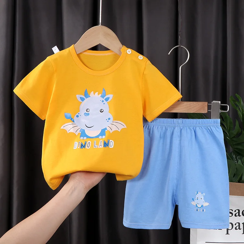 Baby Clothing Set comfotable cotton Baby Kids Pajamas Set 2pcs Clothing Suit For Infant Baby Girl Boy Short Sleeve T-shirt + Shorts Set Outfits Toddler Pijs Baby Clothing Set near me Baby Clothing Set