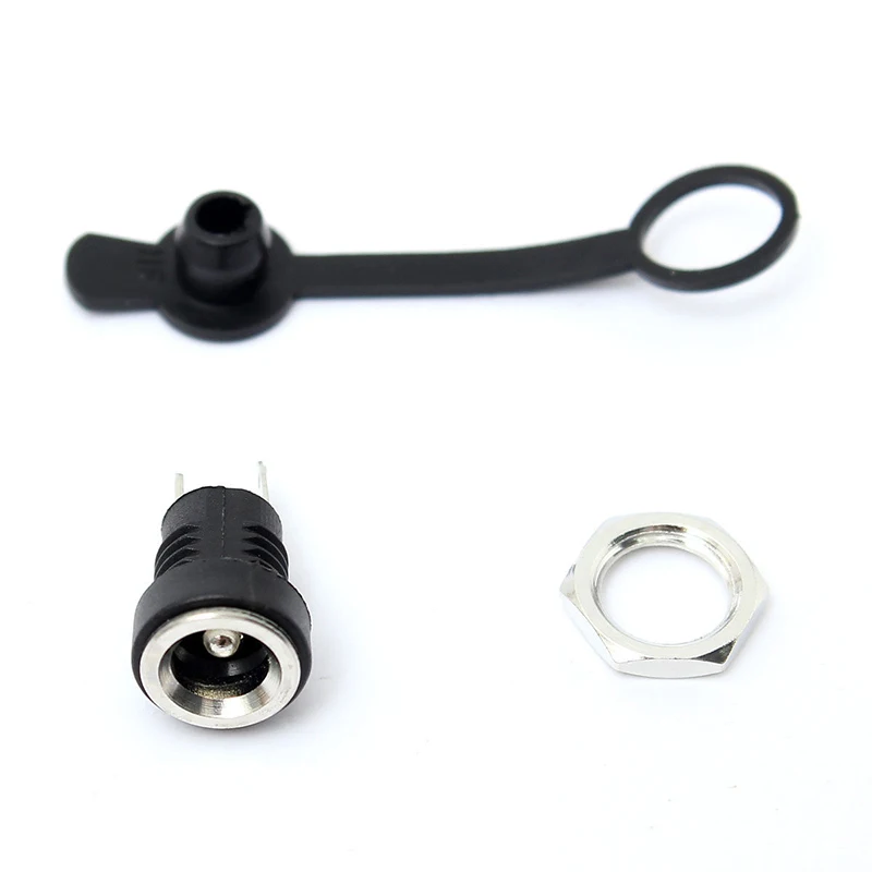 

1pcs 3A 5.5 x2.1mm Black Waterproof DC Power Socket Jack Power Charger Plug Panel Mount Female Mount Connector