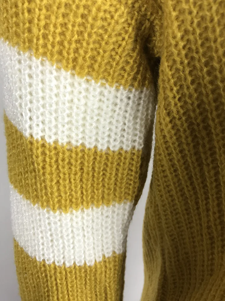 Fall/winter new ladies sweater stripe color matching cardigan long fashion simple elegant atmosphere sweater women Striped