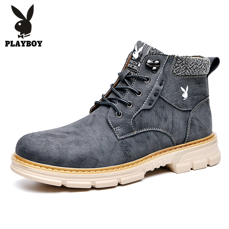 PLAYBOY New Outdoor Hiking Shoes Man Waterproof Hiking Boots High Top Mountain Climbing Camping Shoes Trekking Hunting Footwear