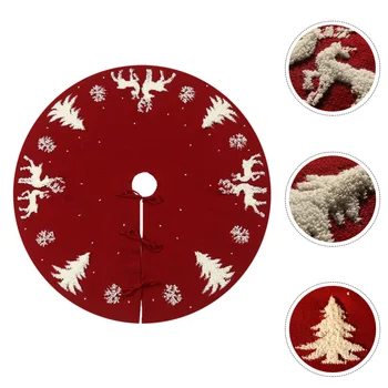 

1 Pc Christmas Decoration Knitting Woolen 3D Elk 36in Christmas Tree Skirt (Red)