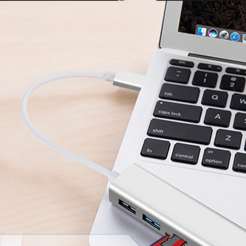 5 в 1 USB-C концентратор Алюминиевый сплав type-C адаптер с RJ45 Ethernet порт USB 3,0 SD/TF кардридер USB конвертер для Macbook 22