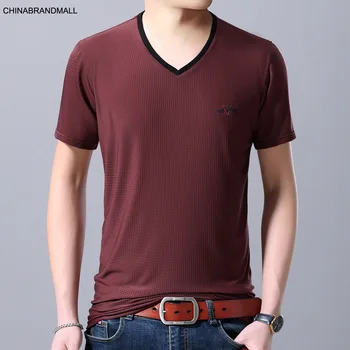 

Men Plus Fat Plus Size Short Sleeve T Shirt Male Fat Man Business Leisure V Collar Speed Dry Short Sleeve