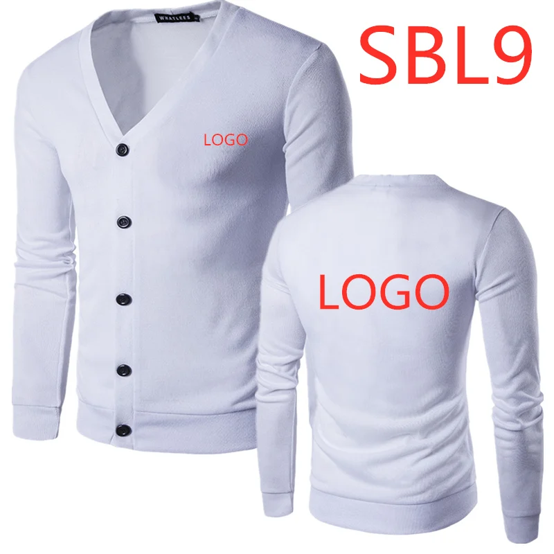 SBL9 мужской свитер с принтом осенне-зимний мужской свитер с длинными рукавами кардиган с v-образным вырезом на пуговицах вязаный кардиган Теплый - Цвет: White