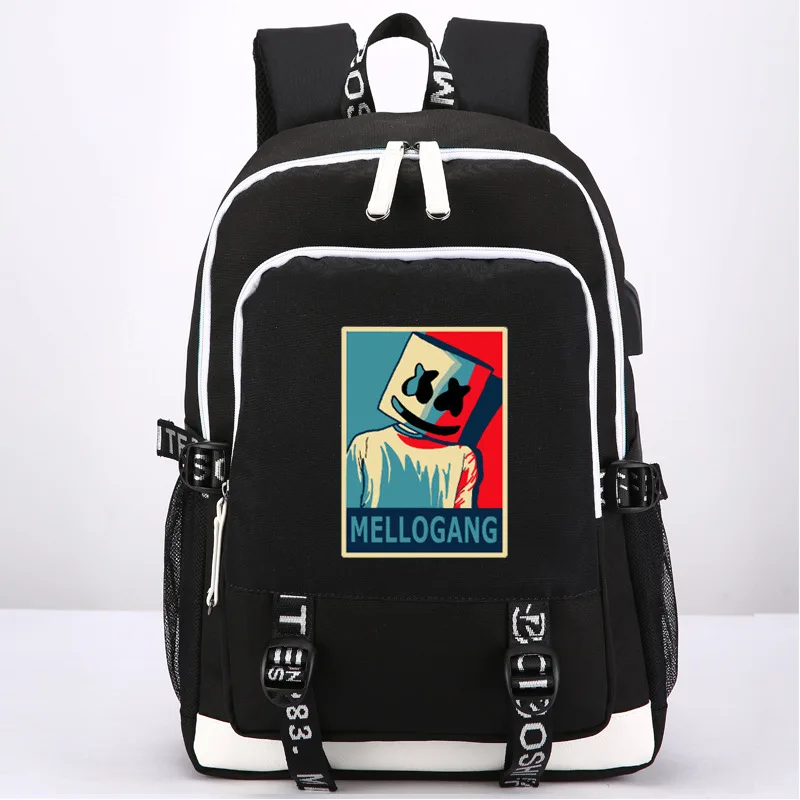 

Baida DJ Electronic Music Marshmello Barrels People USB Color Printed Map Backpack Hair Customizable