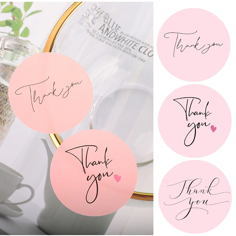 Pegatinas de agradecimiento para regalo de empresa, etiquetas de recuerdo de fiesta de cumpleaños, suministros de correo, Festival, color rosa, 120 Uds.
