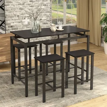 

TREXM 5-Piece Counter Height Table Set/Dining Table with 4 Chairs (Espresso)