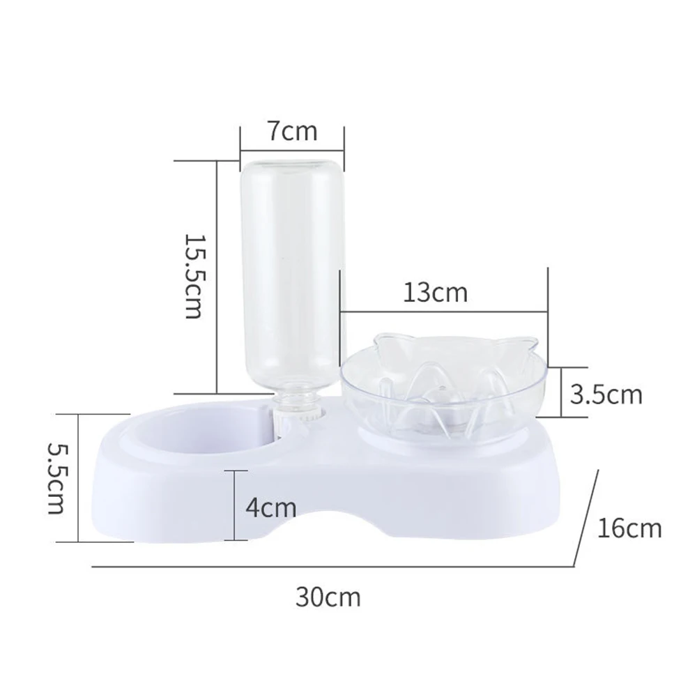 Dog Pet Bowl Feeder Double Bowl Cat Ears Bowl Cute Transparent Plastic Water Bottle Cat Bowl Cat Dog Food Bowl Feeder Water Bowl
