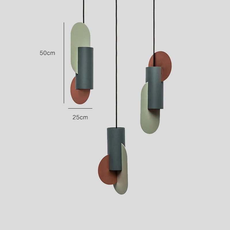 

Nordic creative color matching metal single head pendant lamp green cylindrical LED lighting bedroom decoration hanging lamp