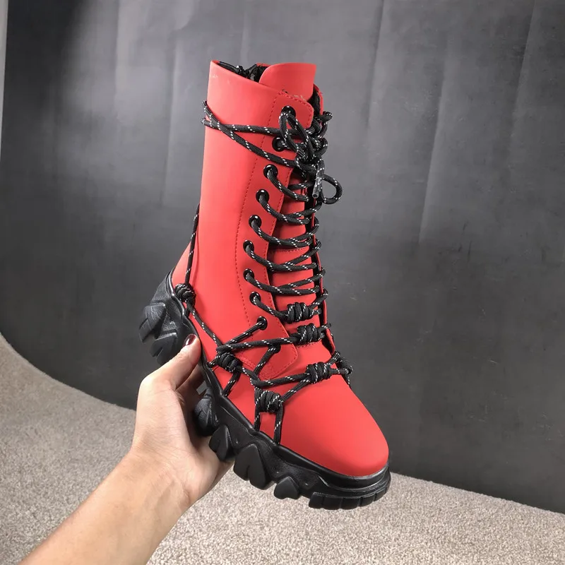 Botas Mujer/зимние ботинки на платформе; женская повседневная обувь; Bota Feminina; Роскошная обувь для папы; женские ботинки до середины икры; Botines Mujer Zapatos De Mujer