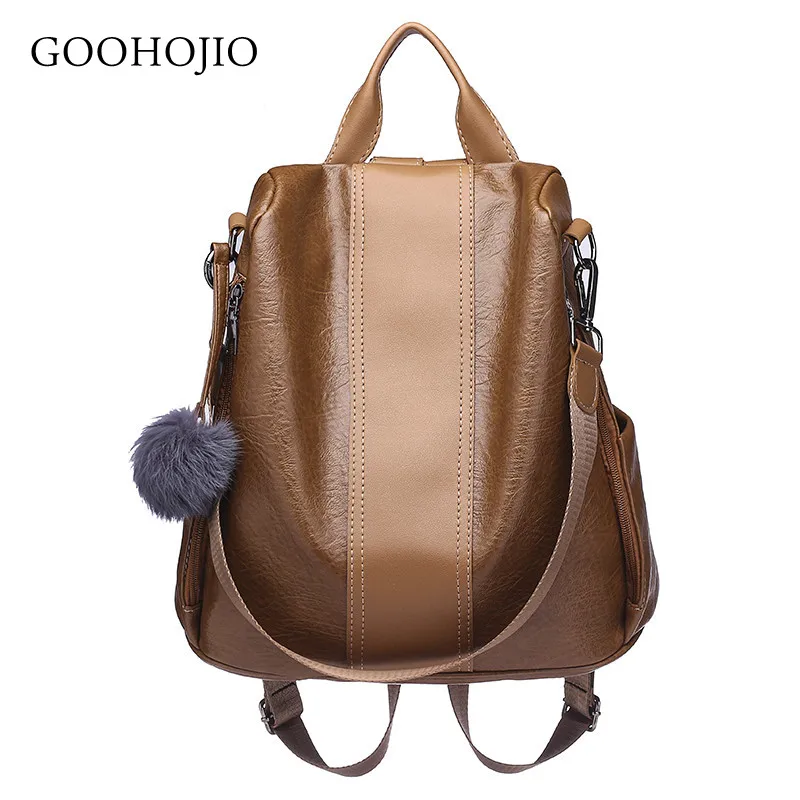 

New Fashion Anti-theft Women Backpack 2019 High Quality Vintage Soft Leather Backpacks Female Cusual Large Capacity Shoulder Bag