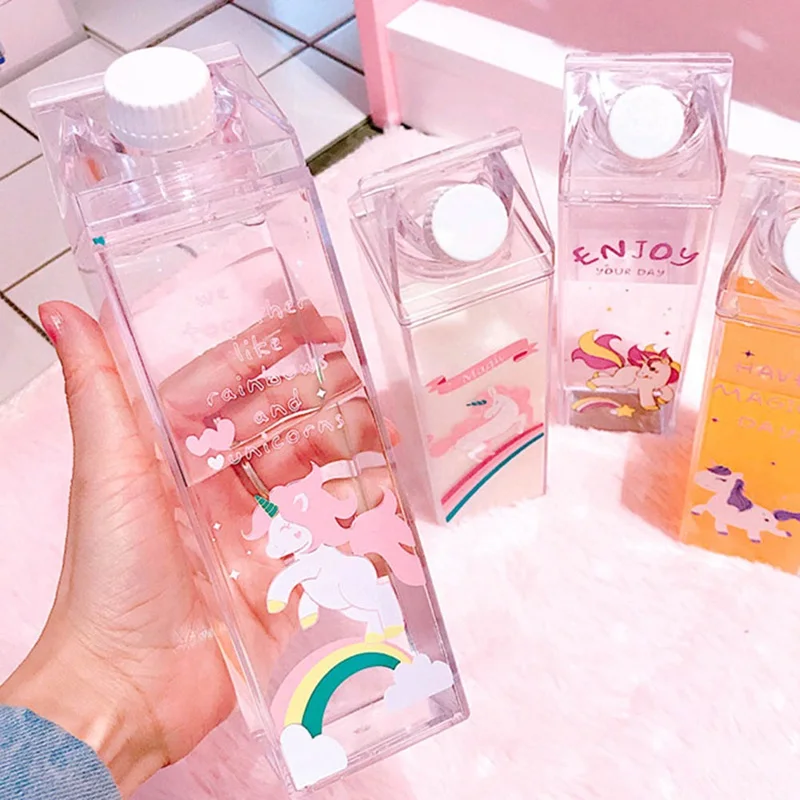500ml Cute Rainbow Unicorn Water Bottle Sport Garrafa De Agua Plastic Shaker Portable My Drinking Bottle For Water Bottle