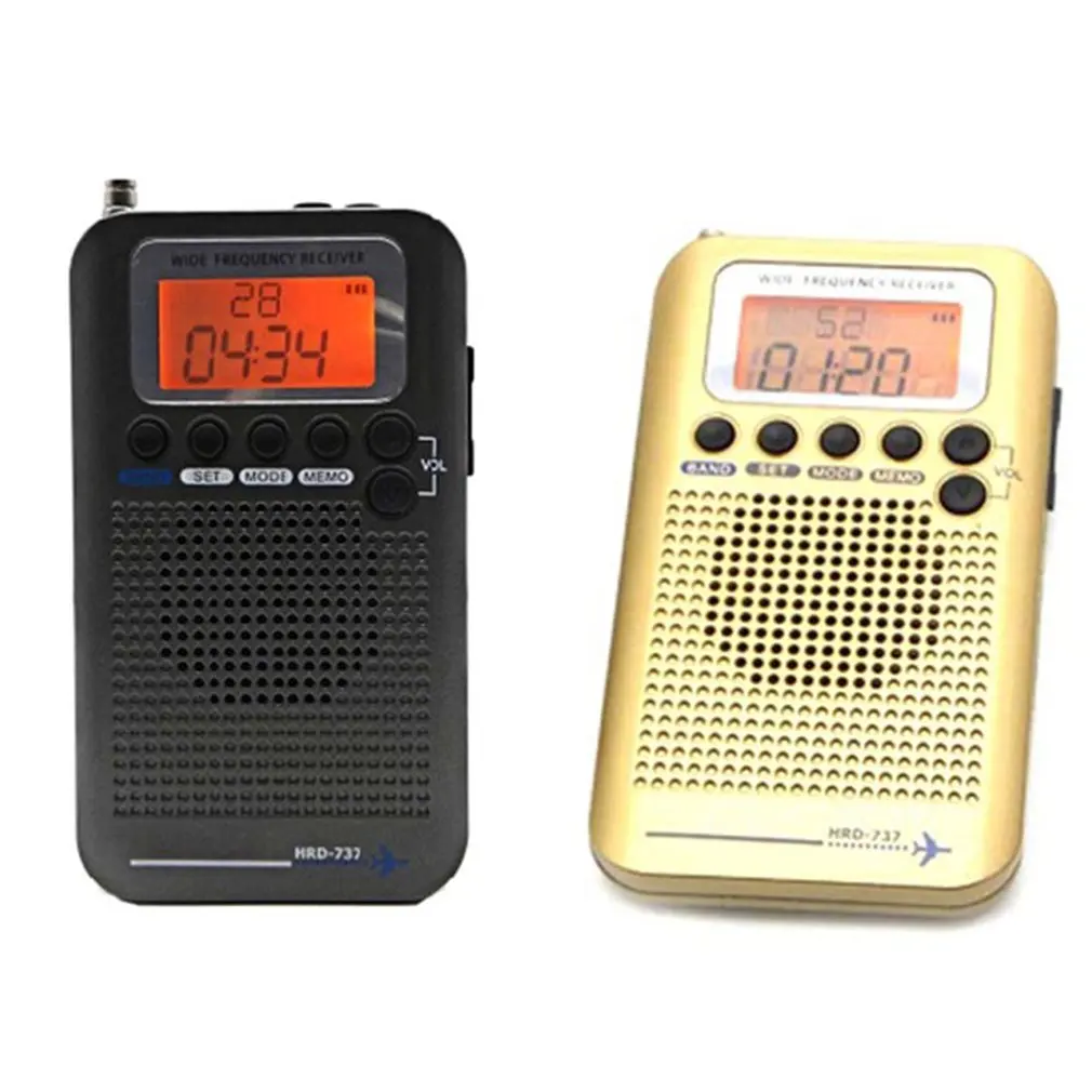 HRD-737 Портативный радиоприемник FM/AM/SW/CB/Air/VHF с ЖК-дисплеем и будильником