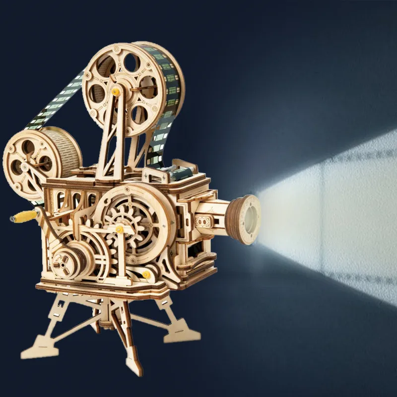 

Robotime Blocks Creative 183Pcs Vintage Projector Retro 3D Wooden Model Handmake Building Kit Assembly Gift Decoration for Child
