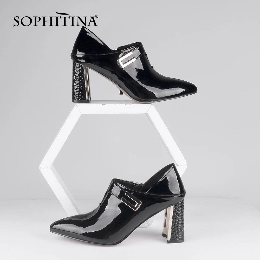 SOPHITINA/модные туфли лодочки Женские Дизайнерские офисные ручной работы на толстом
