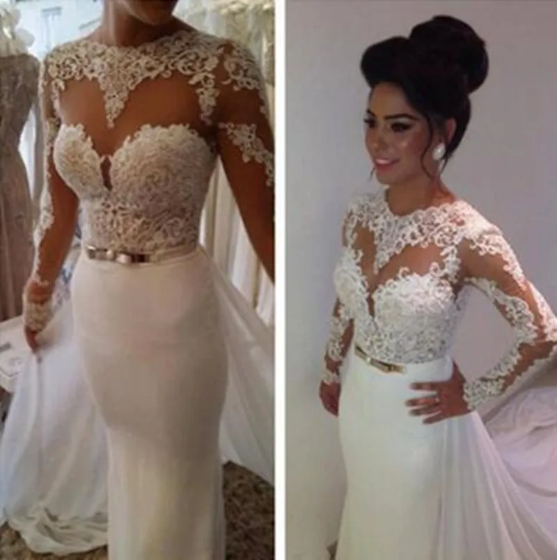 Vestido De Noiva кружевные платья с круглым вырезом и длинным рукавом, с открытой спиной, со шлейфом и аппликацией, Платья для подружек невесты